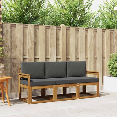 Set vanjskih sofa, 3 kom, drvo akacije, prirodna i antracit