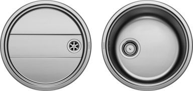 BLANCO Sudoper RondoSet Ø 46, inox 18/10, košarasti ventil 3½″