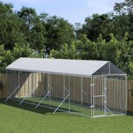 Vanjski kavez za pse s krovom srebrni 2x10x2,5m pocinčani čelik