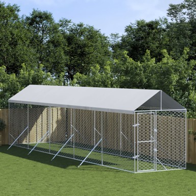 Vanjski kavez za pse s krovom srebrni 2x10x2,5m pocinčani čelik