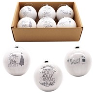 Božićne kuglice, 7.5 cm, 6 kom/pak, bijele