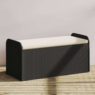 Klupa za pohranu s jastukom, 115 x 51 x 52 cm, od poliratana, crna