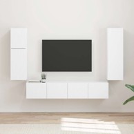 Set zidnih TV komoda 4 kom, konstruirano drvo, bijeli