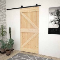Klizna vrata 80 x 210 cm od masivne borovine, prirodna/crna