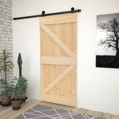 Klizna vrata 80 x 210 cm od masivne borovine, prirodna/crna