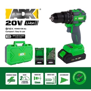 ADK akumulatorska udarna bušilica ENEX 20 V, SF4E104, 1 x 2,0 Ah
