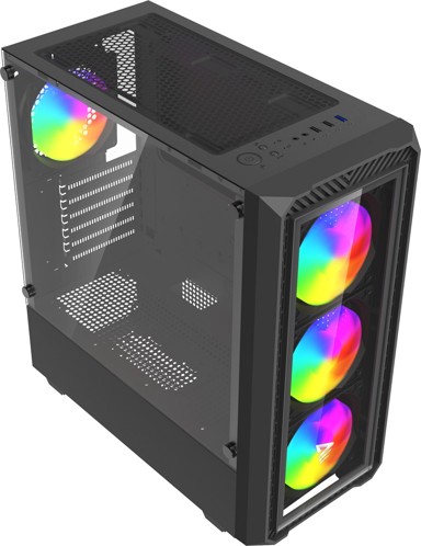 SAVIO Kućište Noctis Glass RGB X1, kaljeno staklo, crno