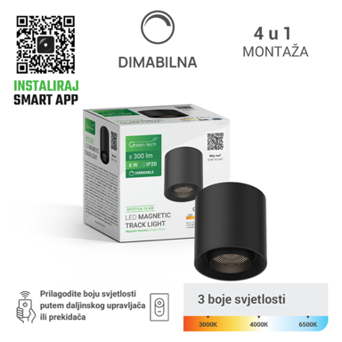 GREEN TECH LED magnetna svjetiljka MYSTYLE-10, 6 W, 3CCT
