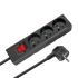 REBEL Produžni kabel, 3 utičnice, prekidač, 5 m, crni