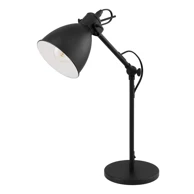 Stolna lampa Priddy, E27, crna/bijela
