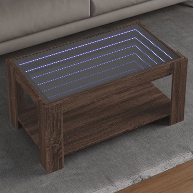 Stolić za kavu LED smeđa boja hrasta 93x53x45 cm drveni