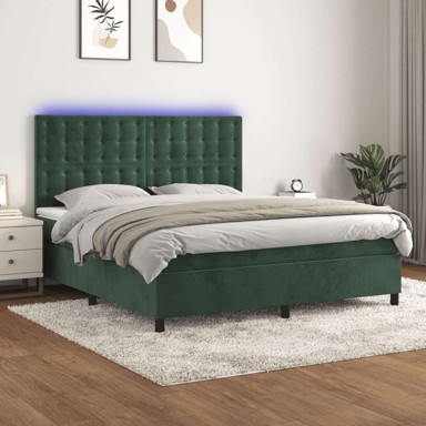 Box Spring krevet s madracem, tamnozeleni, 160x200 cm, baršun