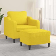 Fotelja s tabureom, 60 cm, od tkanine, svjetložuta 