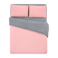 MILA HOME Posteljina 200x220 cm za bračni krevet od pamučnog materijala s produženom plahtom u boji lososa/siva