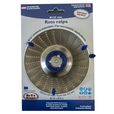 ROTO KRUNA Brusna ploča za drvo rašpa okrugla 125 mm 2 mm