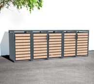 WESTMAN Spremište za 5 kanti za smeće Lacina, 5x240 L, antracit/drvo, 80 x 332 x 116 cm
