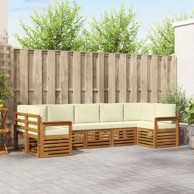 Set sofa 7 kom čvrsto drvo akacije, prirodna i krem