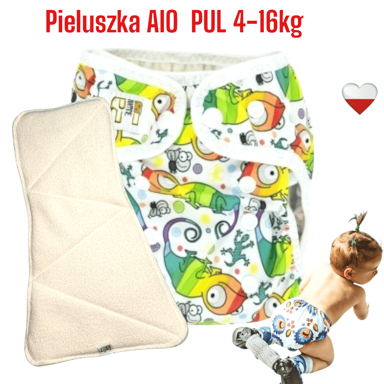 Pelena za višekratnu upotrebu AIO PUL s motivom kameleona