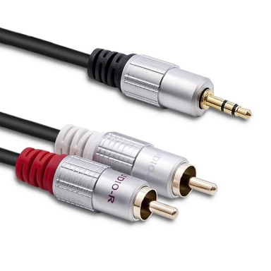 RCA kabel 2x RCA muški na 3,5 mm mini jack muški 2 m, crni
