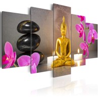 Slika Golden Buddha and orchids 200x100