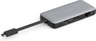 DIGITUS Putna priključna stanica, USB-C, 7 portova, HDMI 4K, USB-A, USB-C PD 100 W, RJ45, čitač kartica, siva