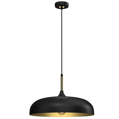 Viseća lampa Lincoln, 1xE27, 45cm, crno/zlatna