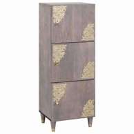 Highboard 40x33.5x110 cm čvrsto drvo manga, sivi i zlatni