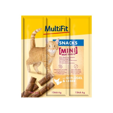 MULTIFIT Poslastica za mačke Mini Meat Sticks, piletina i jetra, 3x6 g