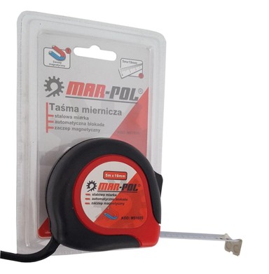 MAR-POL Mjerna vrpca, 3 m, širina 16 mm, s magnetom