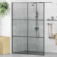 Zid za walk-in tuš, 140 x 195 cm, staklo otporno na udarce, crna