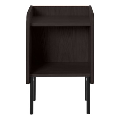 BONAMI SELECTION Crni noćni ormarić u dekoru hrasta s policama Wrap