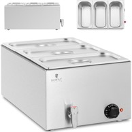 ROYAL CATERING Električni grijač za bain-marie sa slavinom 3 x GN 1/3 600 W
