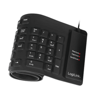 LOGILINK Fleksibilna vodootporna tipkovnica ID0019A, USB i PS/2, DE raspored, žična, crna