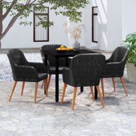 Vrtna garnitura, 5-dijelni set s jastucima, dužina stola 80 cm, crna