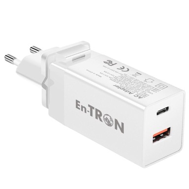 EN-TRON Punjač YZ65W, PD, 65 W, QC 3.0 USB + tip C, bijeli