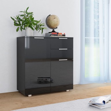 Komoda visoki sjaj crna 71x35x80 cm od iverice