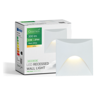 GREEN TECH LED ugradna zidna svjetiljka Ugs-S-Wh-3W 3 W 300 lm IP44, bijela