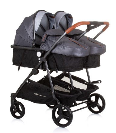 CHIPOLINO Dječja kolica Duo smart za blizance - srebrno siva