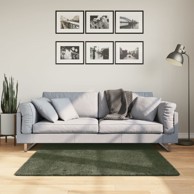 Tepih Huarte kratkih vlakana mekani i perivi zeleni 120x120 cm