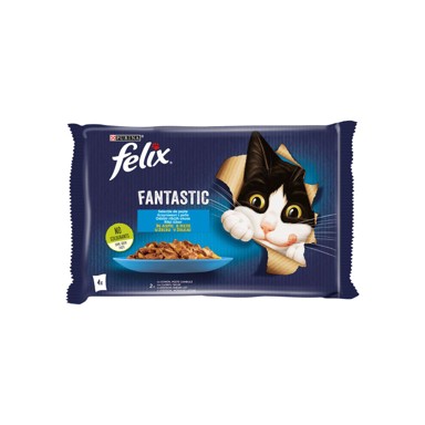 FELIX FANTASTIC Hrana za mačke losos, list 4 x 85 g
