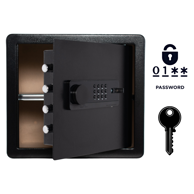 NIKCORP Oklopni kućni sef, elektronička brava i ključ, alarmni sustav, montaža na zid, dimenzije 36 × 40 × 30 cm, čelik, crna