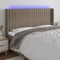 LED uzglavlje, 163 x 16 x 118/128 cm, tkanina, smeđesivo