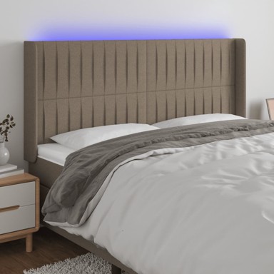 LED uzglavlje, 163 x 16 x 118/128 cm, tkanina, smeđesivo