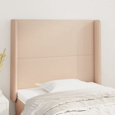 Uzglavlje s ušima boja cappuccina 83x16x118/128 cm umjetna koža