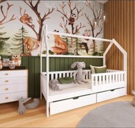 Drveni dječji krevet Natan s ladicom, 180 x 80 cm, bijeli