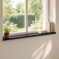Prozorske klupice 2 kom. crna 120 x 15 x 2 cm čvrsto drvo bukve