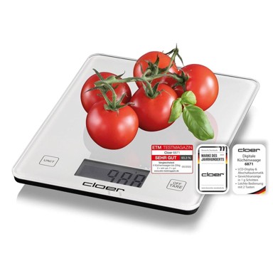 CLOER Digitalna kuhinjska vaga 6871, 10 kg, staklena površina, bijela