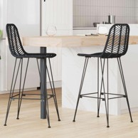 Barski stolac set 2 kom 44,5×53×111 cm ratan i čelik, crni