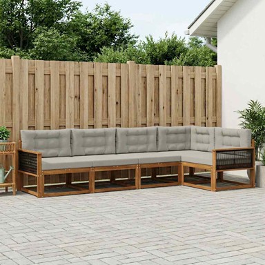 Set vanjskih sofa, 5-dijelni, prirodni i svjetlosivi