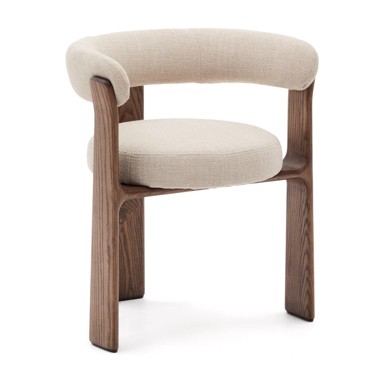 KAVE HOME Smeđa/bež blagovaonska stolica od čvrste jeseni Granite